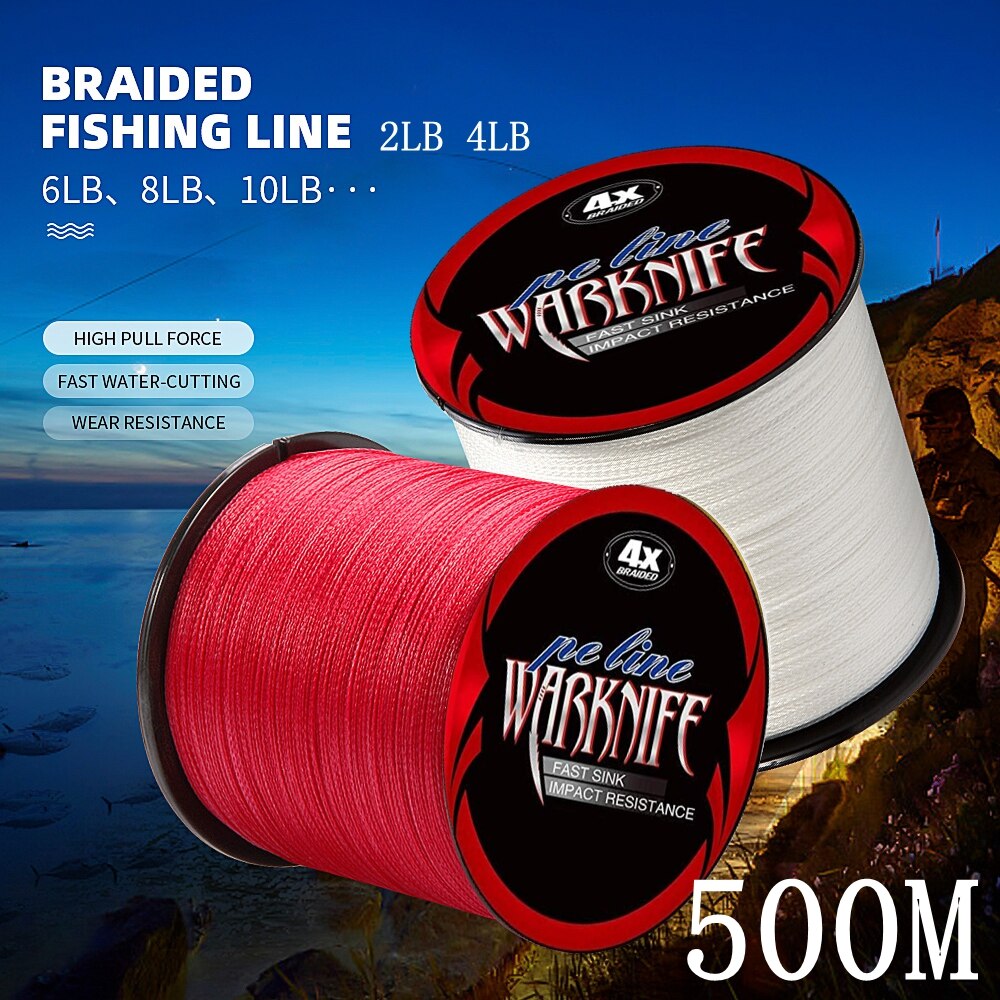 Warknife-500M 브랜드 라인 일본산 멀티필라멘트 100% PE 꼰 낚싯줄 6LB  100LB 13 색 잉어 낚시, 낚시줄 꼰 낚싯줄 일본제품